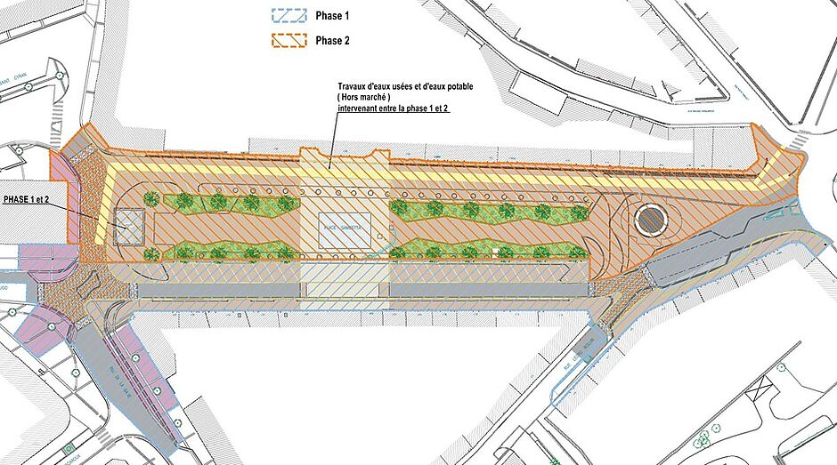 Plan du chantier de la place Gambetta - Agrandir l'image d'entête (fenêtre modale)