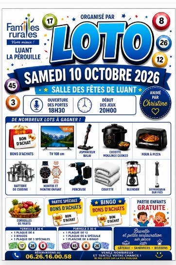 Loto de l'association Familles Rurales Luant-La Pérouille