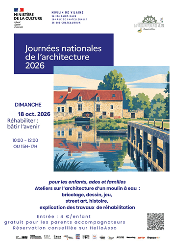 Ateliers de découverte d'un moulin à eau Journées nationales de l'architecture au Moulin de Vilaine